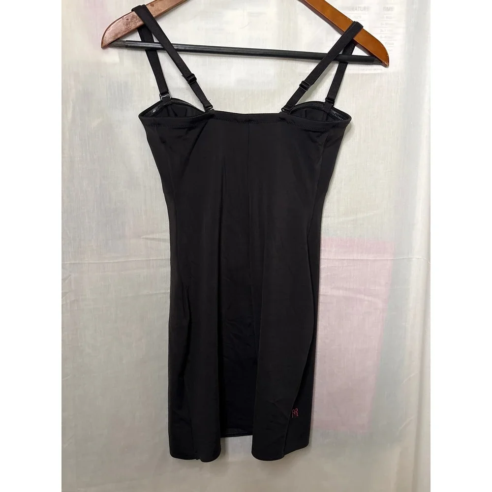 Ruby Ribbon Black‎ Shapewear Full Slip Adjustable Straps  Size 36 Compression